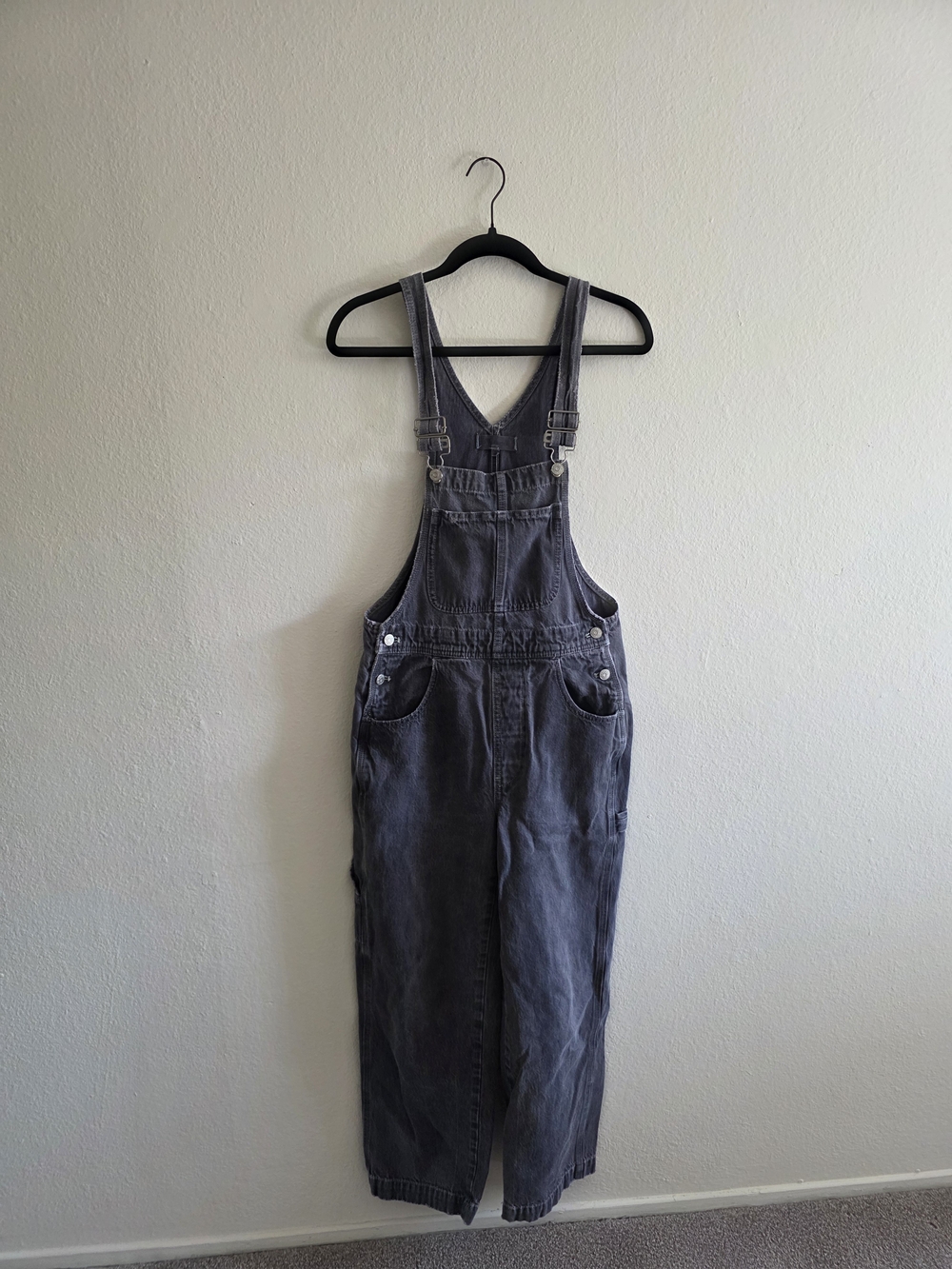 Madewell Gray Denim Overalls Jumpsuit